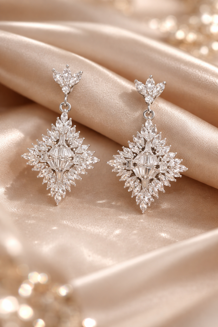92.5 Sterling Silver Celestia Snowflake Drop Earrings