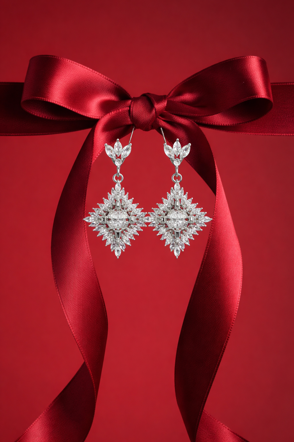92.5 Sterling Silver Celestia Snowflake Drop Earrings