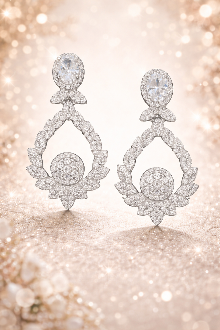 92.5 Silver Petal Halo Drops