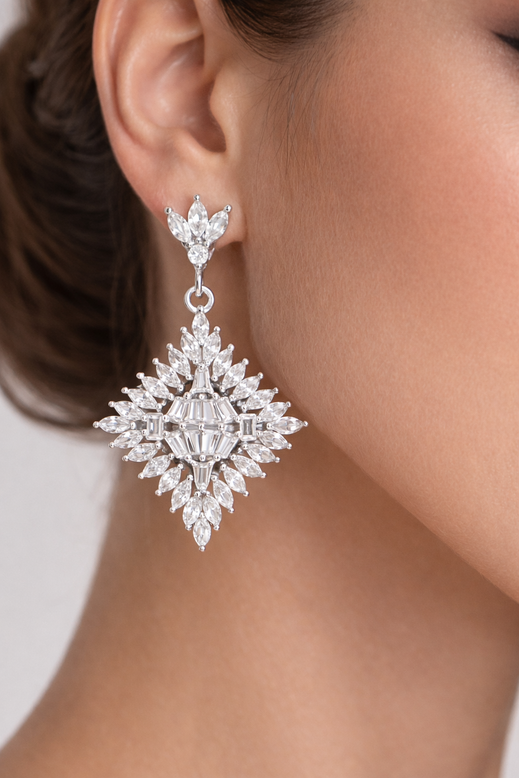 92.5 Sterling Silver Celestia Snowflake Drop Earrings